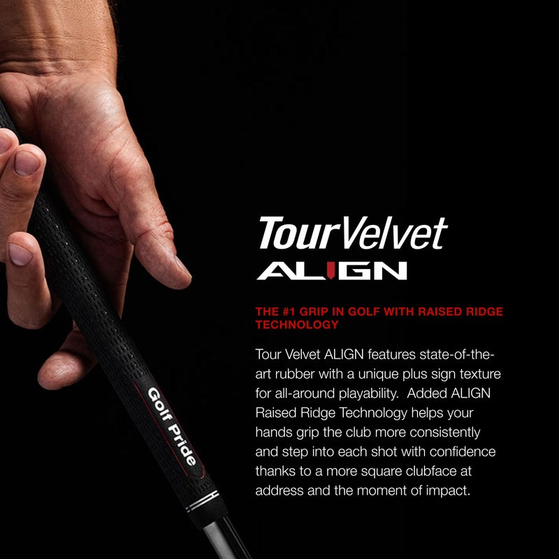 Golf Pride Tour Velvet ALIGN Golf Club Grip - Best All-Around Grip with Raised Ridge Technology - Slip-Resistant Durable Rubber with Uniform Plus-Sign Texture - Standard - Image 2
